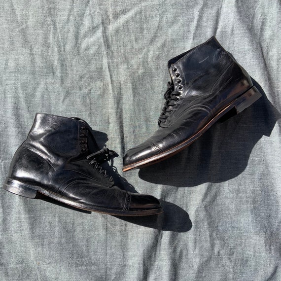 1960s Black Leather Stacy Adam Boots - image 1