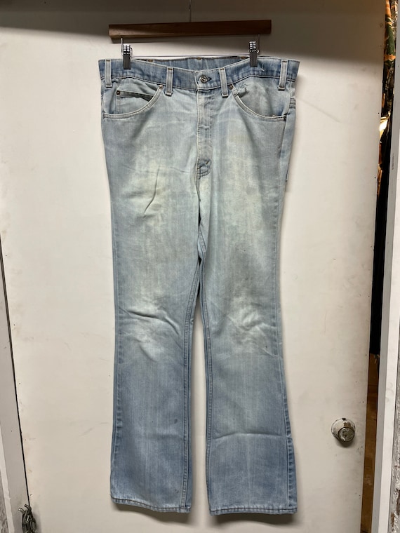 Mens 1970s Light Wash Bellbottom Jeans