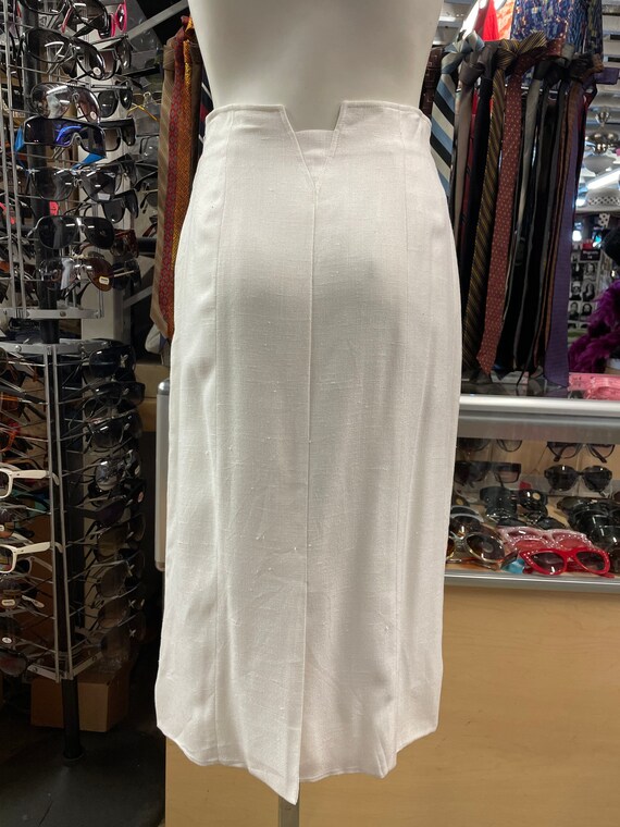 1990s White Rayon Louis Féraud Skirt - image 4