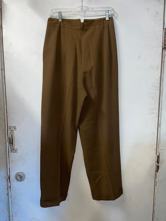 1950s Womens Brown Flat Front Side Zip Trousers - image 9