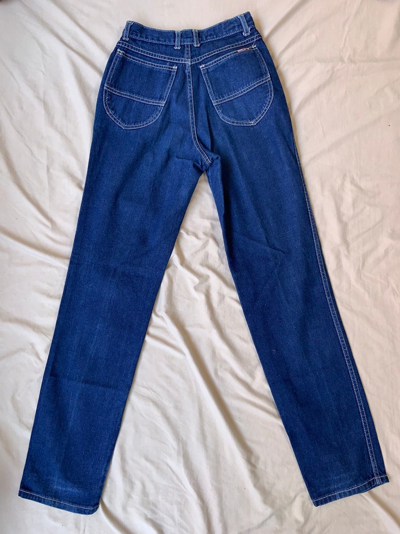 1980s Indigo High Waist Pants image 2