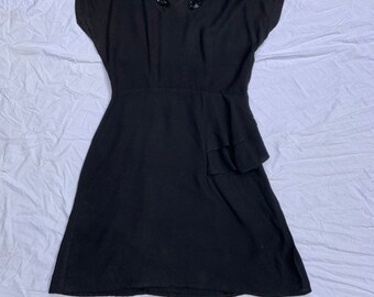 Vestido Crepe Negro de la década de 1940