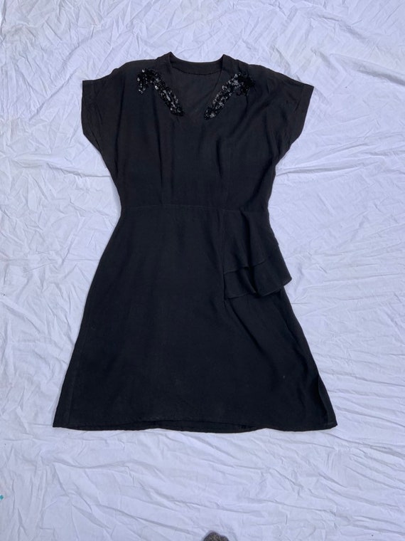 1940s Black Crepe Dress