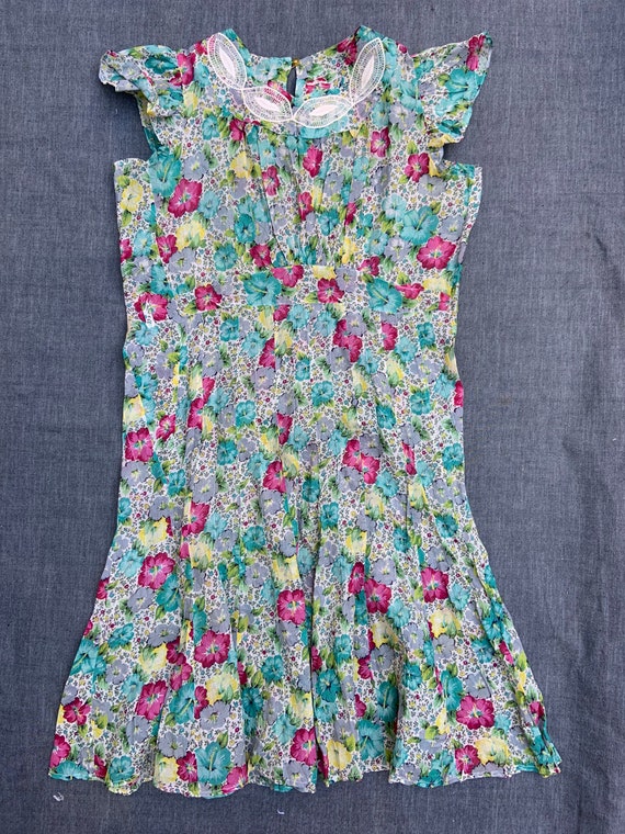 1930s Floral Sheer Dress