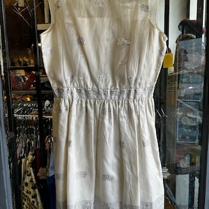 1960s White Saree Material Dress With Lurex Trim