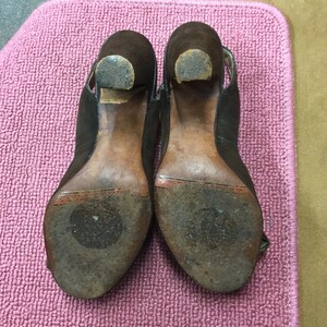 Brown Suede Sling Back 1940s image 2