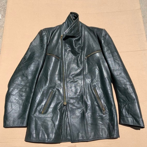 1940s (1950s?) Dark Green Motorcycle Jacket - image 3