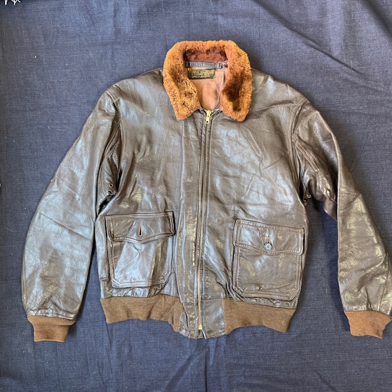 1940s-50s Dark Brown Bomber Leather Jacket