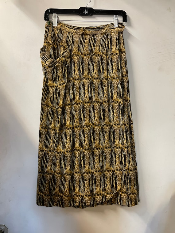 1950s Wool Flannel animal print skirt