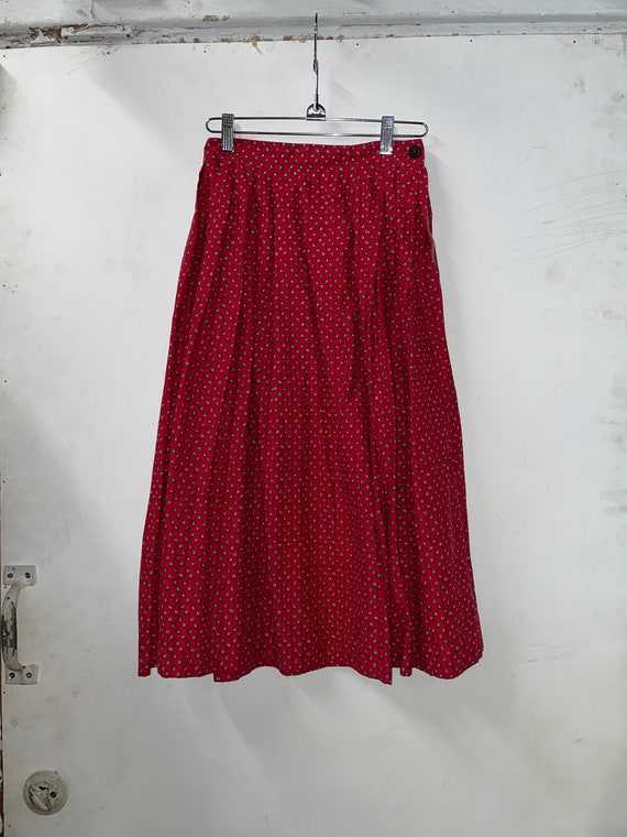 1950s Red Cotton Novelty Print Skirt