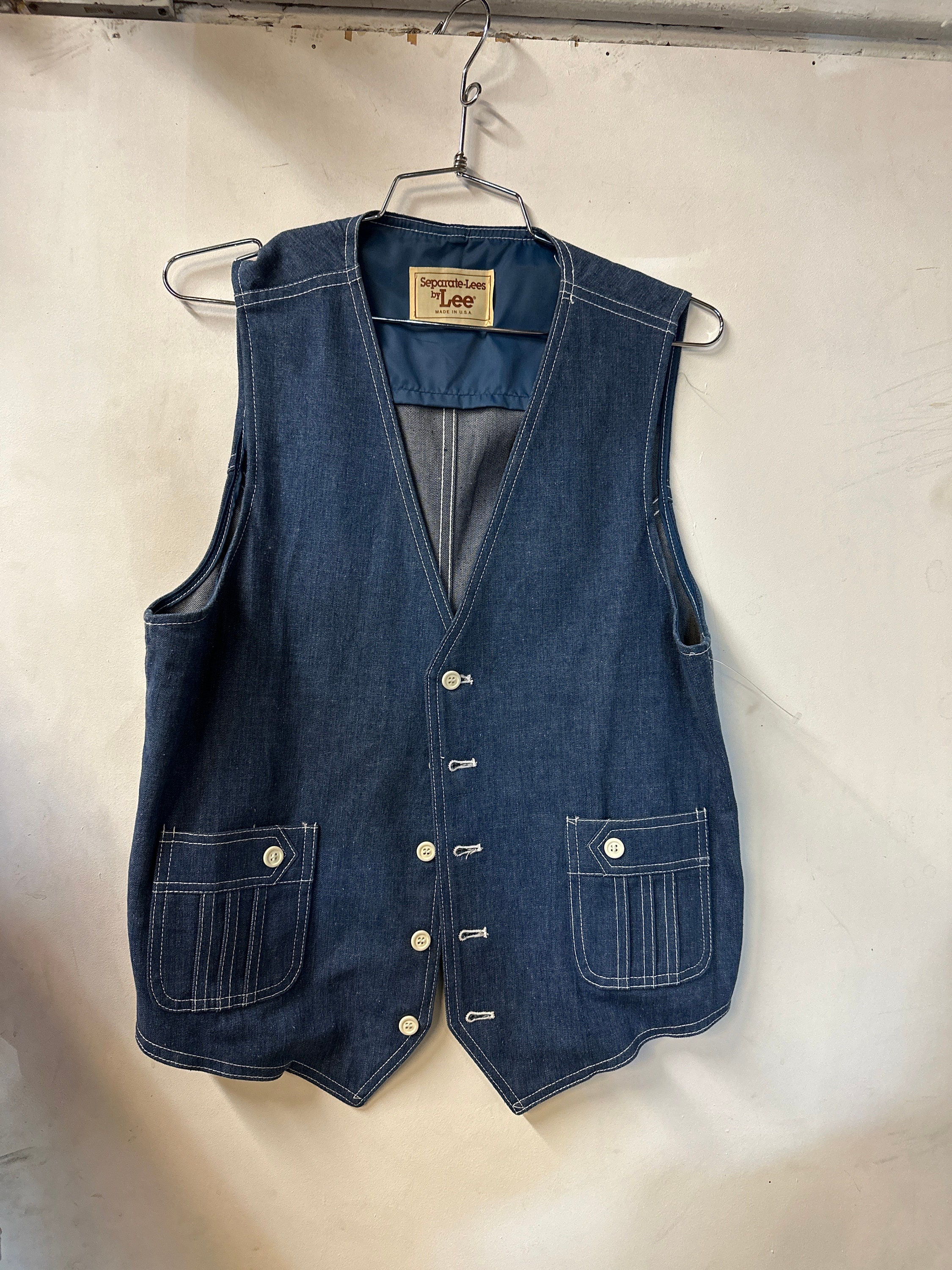 Lee 91-B 70s vintage denim vest usa Lee Denim Vest USA Free