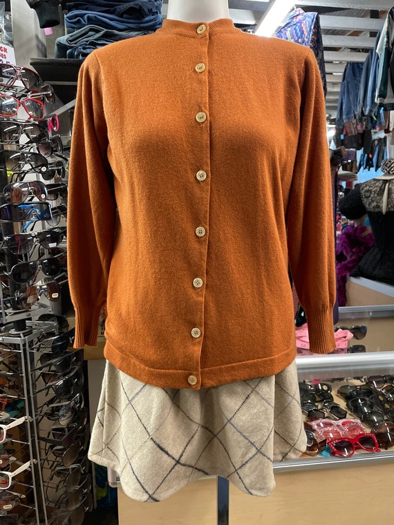 1950s Braemar Rust Colored Cashmere Cardigan