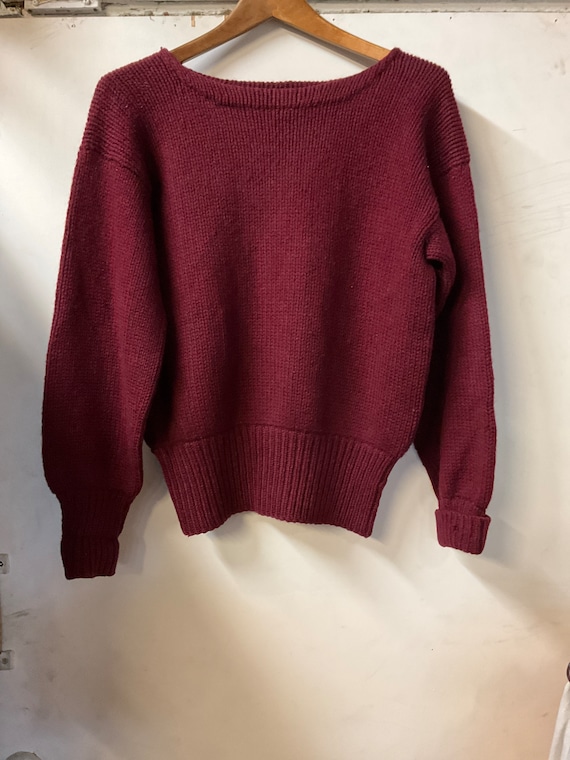 1940s Men’s Burgundy All Wool Sweater - image 1