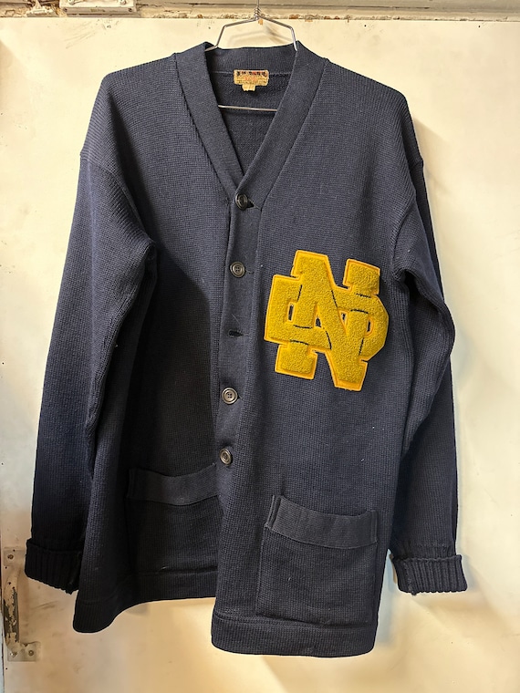 1950s Mens Wool Varsity  School Cardigan Sweater