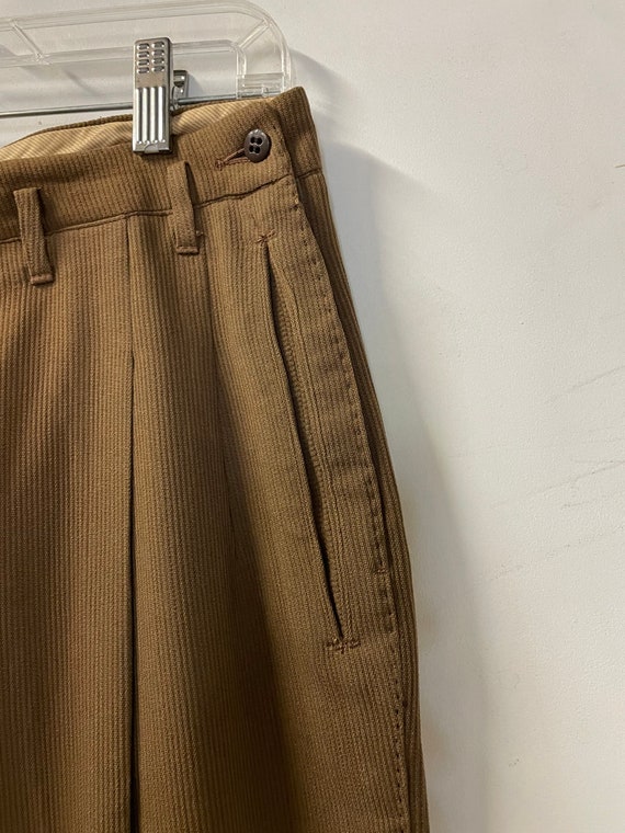 1950s Womens Brown Flat Front Side Zip Trousers - image 3
