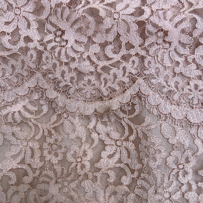 1950s Peach Lace Dress with a Scallop Layered Skirt