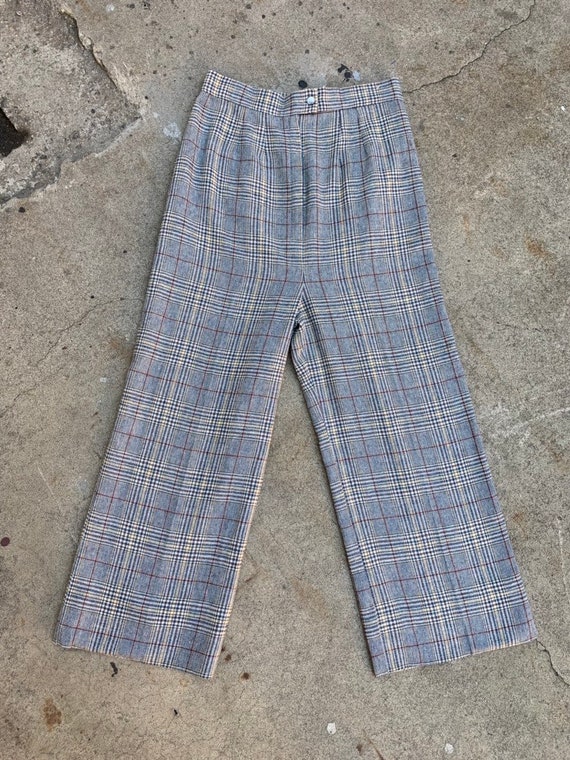 1970s Vintage High Waisted Plaid Pleated Wide Leg Trousers 30 - Etsy