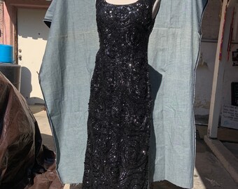 1950s Black Sequin Gown