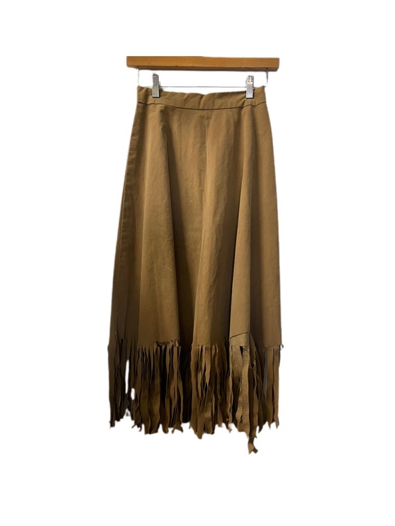 1960s Faux Suede Fringe Skirt - image 1