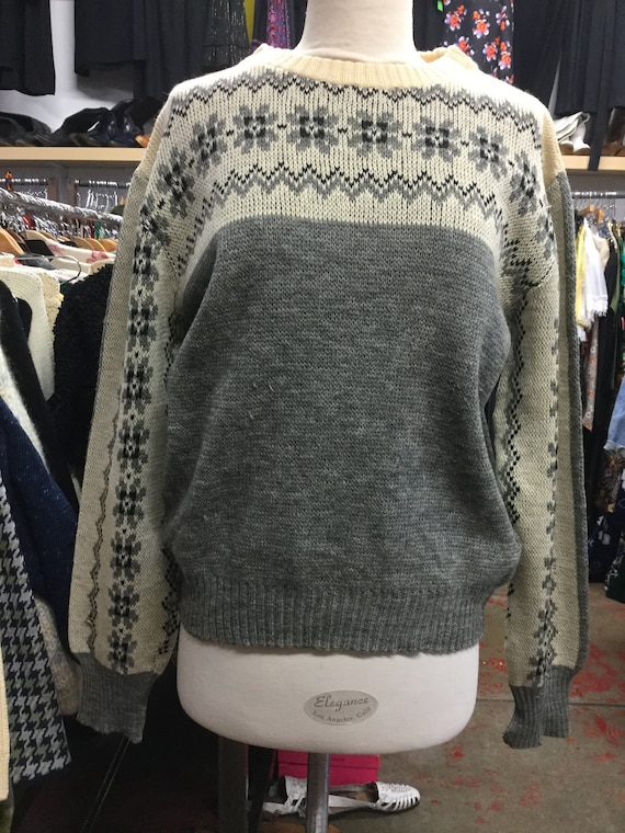 Jersild Wool Gray and White Ski Sweater