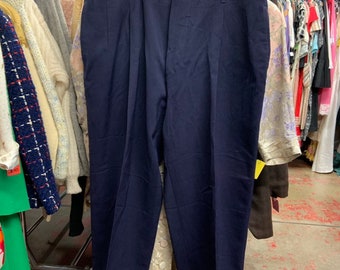 1950&#39;s Navy Gabardine Pleated Trousers