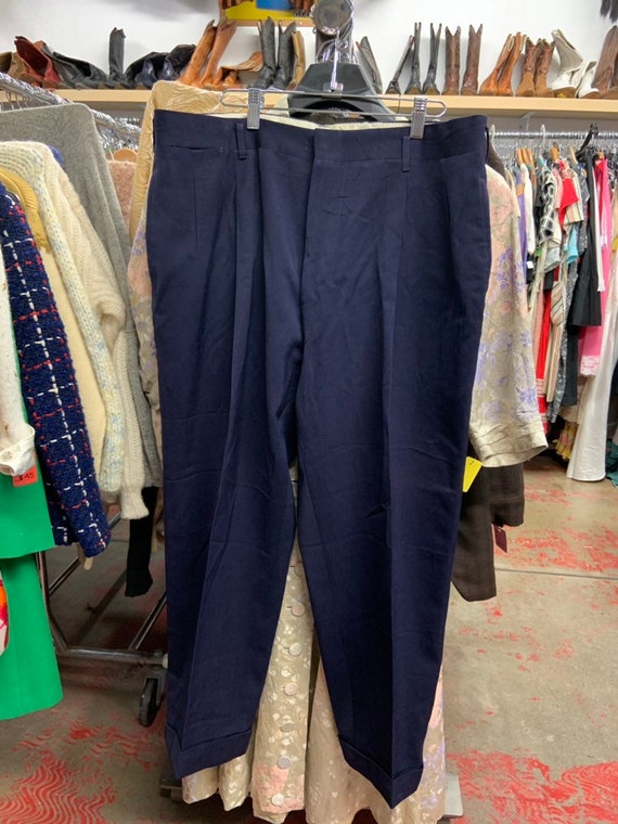 1950's Navy Gabardine Pleated Trousers