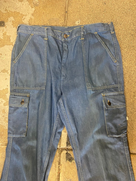 1970’s Jean Team Medium Wash Bellbottom Jeans Wit… - image 3