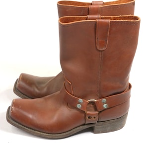 VERKAUF Herren Motorradstiefel / / braune Lederschuhe / / Vintage Buckle Boots / / Moto Schuhe / / 11 Schuhe GRÖßE