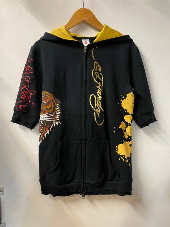 Y2k Ed Hardy Short Sleeve Zip Up Hoodie