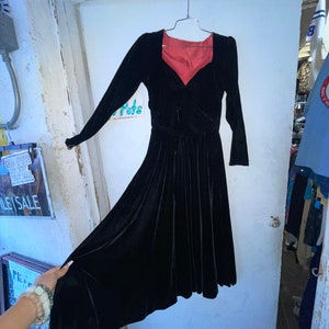 1940s Black Velvet Dress