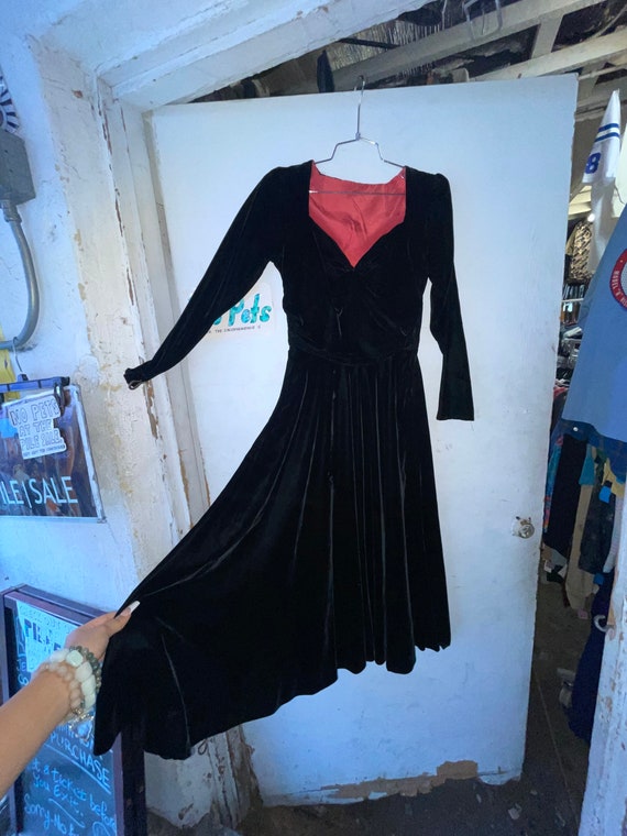 1940s Black Velvet Dress