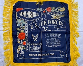 Vintage World War 2 1940s US Army Air Forces Souvenir Pillow Case
