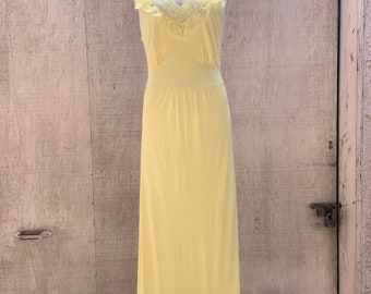 1950s Light Yellow Slip Dress