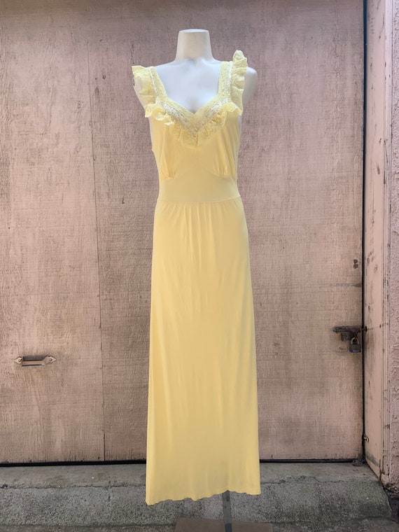 1950s Light Yellow Slip Dress