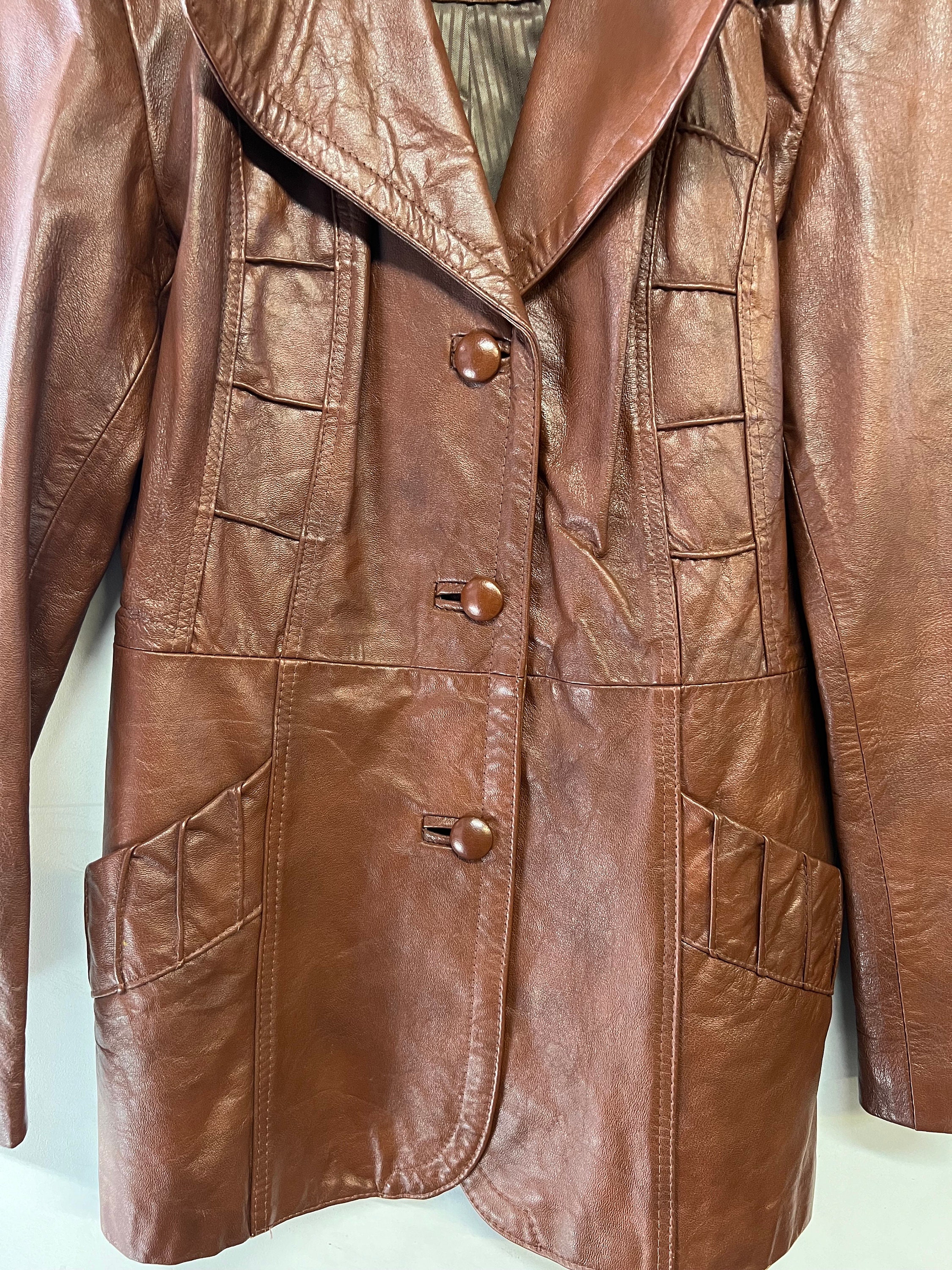 1970s Ladies Brown Leather Jacket Full Lined - Etsy 1970s Ladies Brown Leather Jacket Full Lined - Etsy