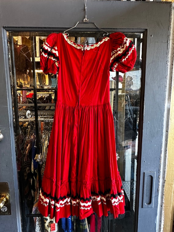 1960s Red Square Dancing Dress