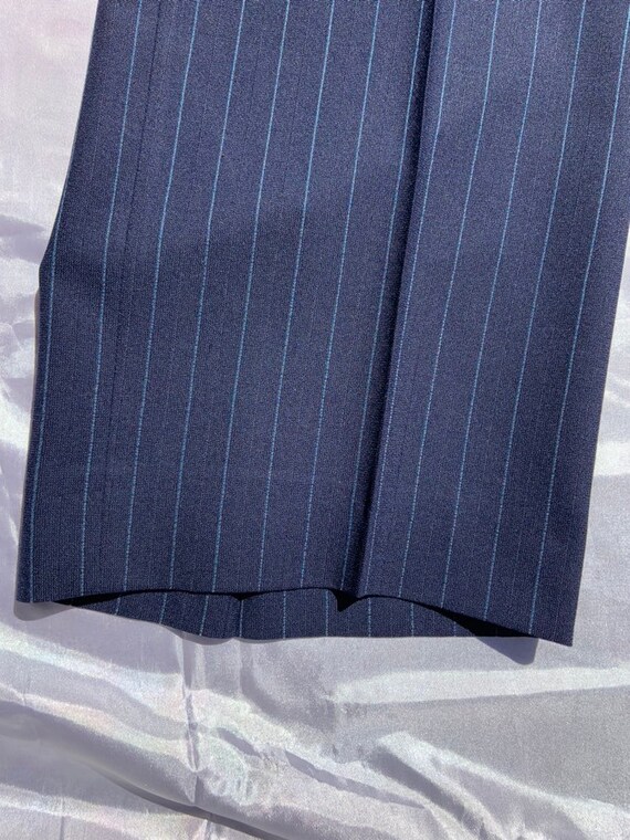 1960s Navy Blue W/ Light Pinstriped Flat Front Tr… - image 4