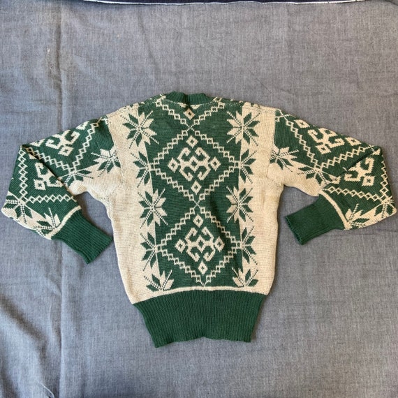 1940s Green And Cream Ski Sweater - image 2