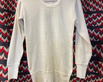 1950s White Long Sleeve Cotton Under Shirt