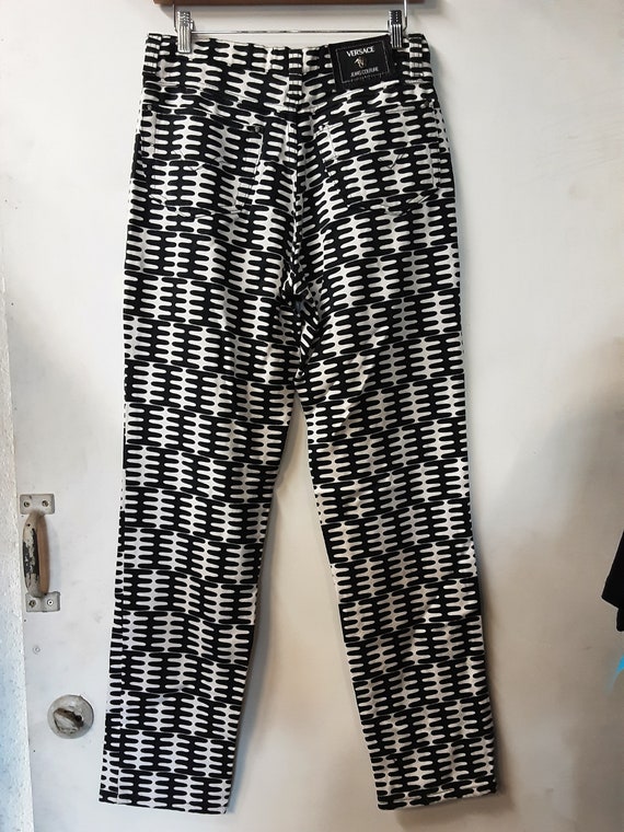 Versace Y2k Fashion Black and White Op Art Jeans - image 3