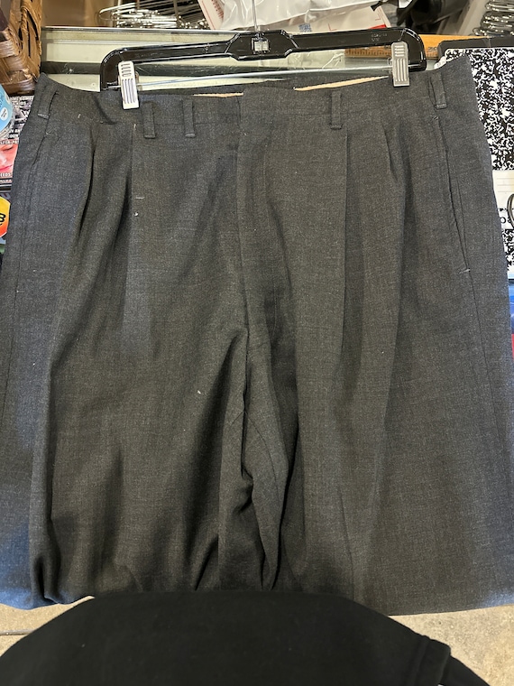 1950s Charcoal Wool Summer Weight Trousers - image 3