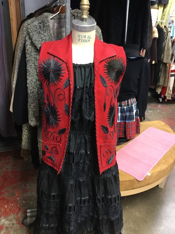 Tourist Mexican Souvenir Jacket Vest Flower Design Gem