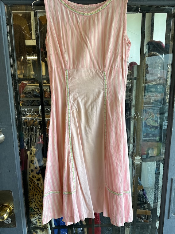 1950s Pink Cotton Day Dress - image 1