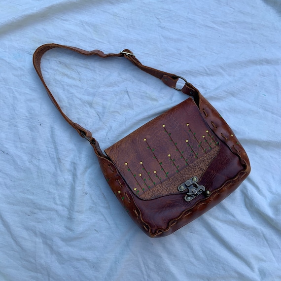 1970s Brown Leather Shoulder Bag - image 1