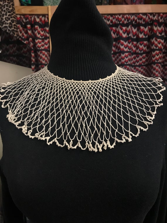 Handmade Lace Fishnet Ecru Collar