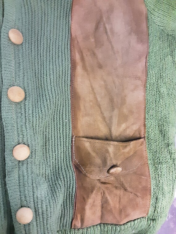 1960s Green Suede Paneled Sweater - image 9