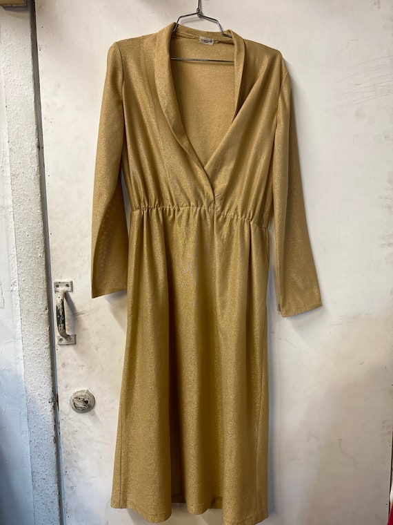 1960s Gold Shimmer Lurex Dress