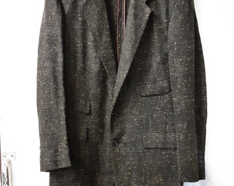 1950s Charcoal/ Olive with Yellow and White Fleck Sport Coat