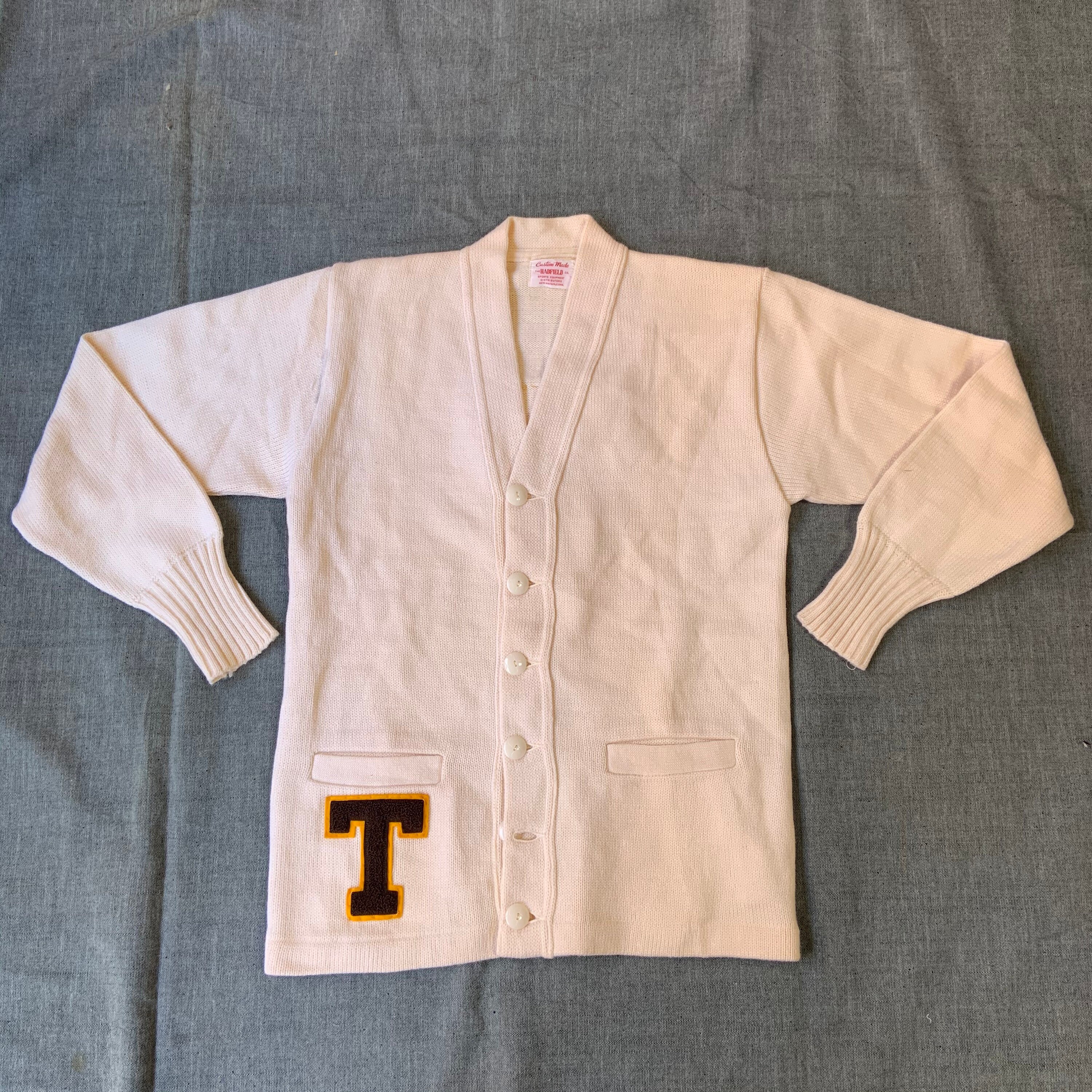 トップス 50s VINTAGE - WHITING / LETTEREDCARDIGAN 1950s White Letterman Cardigan - Etsy