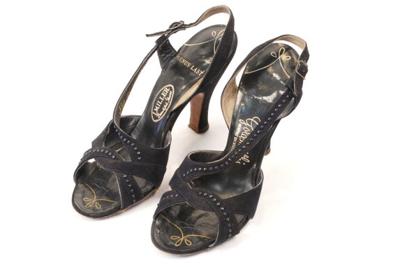 SALE 1930s Heels // 30s Shoes // Black High Heels